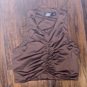 Tiger Mist Chocolate Ruched Crop Top